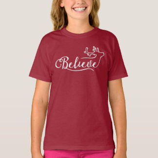 Glaube Rentier Schrift T-Shirt – Minimales Weihnac