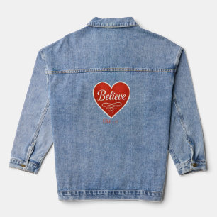 Glaube rotes und weißes Herz Jeansjacke