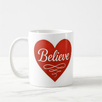 Glaube rotes und weißes Herz Kaffeetasse
