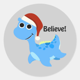 Glaube! Santa Nessie Runder Aufkleber
