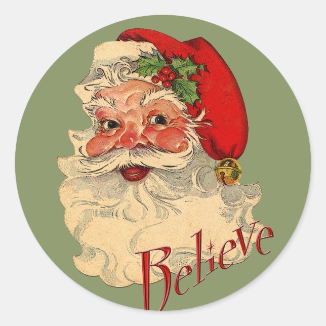 Glaube Santa Runder Aufkleber (Vorderseite)