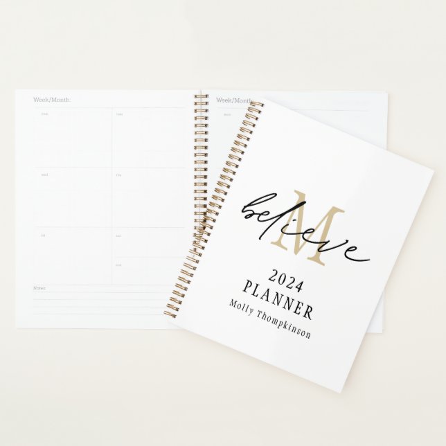 Glaube Script 2024 Monogramm Anfangsname Weiß Planer (Anzeige)