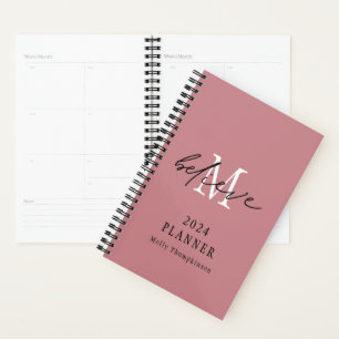 Glaube Script 2024 Name Monogram Initial Pink Planer