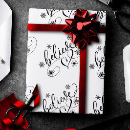 Glaube Script | Einfache Schneeflocke Geblüht Geschenkpapier