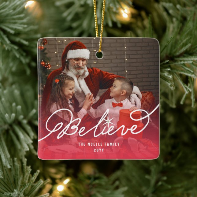 Glaube Star Calligrafie Religiöses Weihnachtsfest  Keramikornament (Baum)