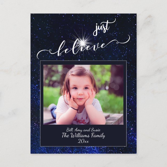 Glaube Starry Night Sky Foto und Kalligrafie Postkarte (Vorderseite)