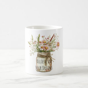 Glaube Traum Blumen im Glas Kaffeetasse