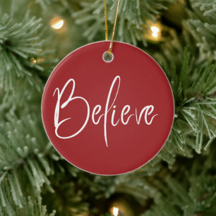 Glaube Typografie Red Modern Holiday Weihnachten Keramik Ornament