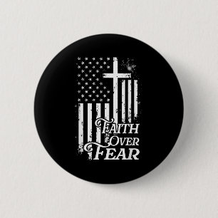 Glaube Über Angst Christliche Amerikanische Flagge Button