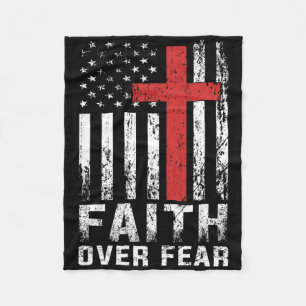 Glaube über Angst Christliche amerikanische Flagge Fleecedecke