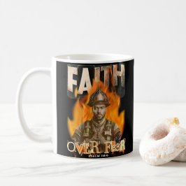 Glaube über Angst Feuerwehrmann Christlicher Glaub Kaffeetasse