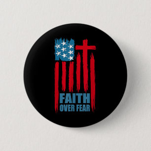 Glaube Über Angst Gebet Amerika Stolz Uns Flagge A Button