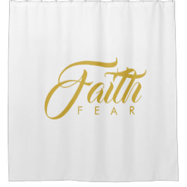 Glaube über Angst Gold und Weiß Duschvorhang