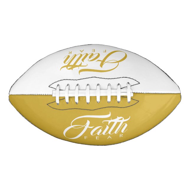 Glaube über Angst Gold und Weiß Football (Vorderseite)