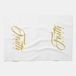 Glaube über Angst Gold und Weiß Geschirrtuch