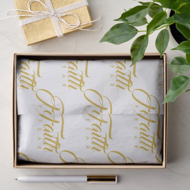 Glaube über Angst Gold und Weiß Seidenpapier (Geschenk)