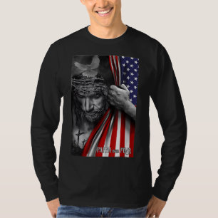 Glaube über Angst Gott Jesus Christliche Flagge Fu T-Shirt