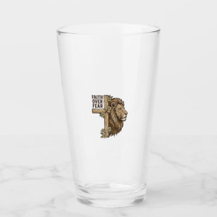 Glaube über Angst Löwe Kreuz Vintage Christliches Glas