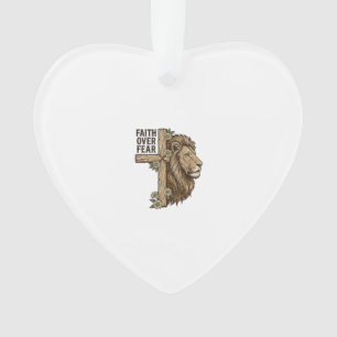 Glaube über Angst Löwe Kreuz Vintage Christliches Ornament