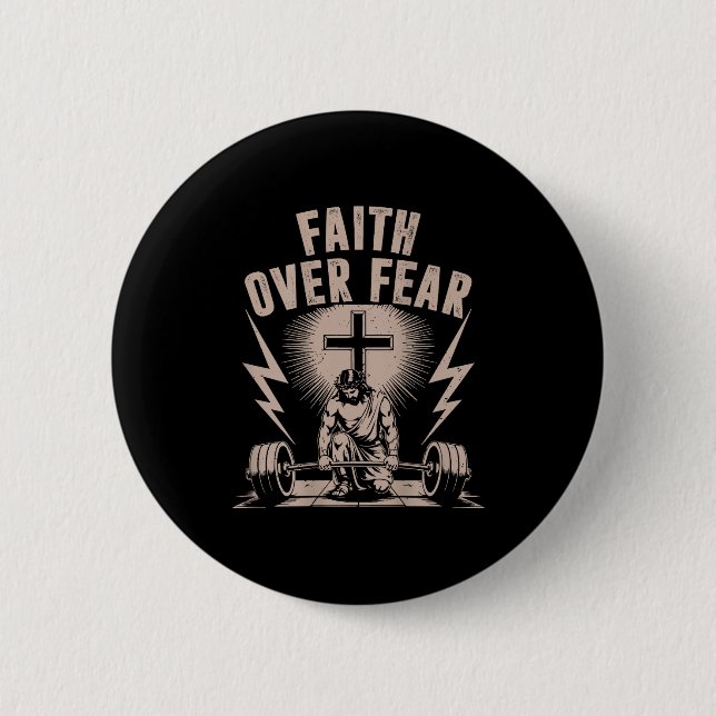 Glaube Über Angst Lustig Christliches Training Fit Button (Vorderseite)
