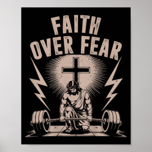 Glaube Über Angst Lustige Christliche Workout-Hall Poster