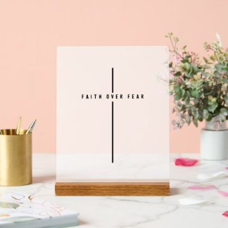 Glaube über Angst Minimalistisches zeitgenössische Acrylschild
