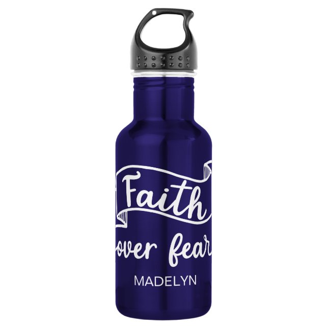 Glaube über Angst Niedliche Personalisierte Inspir Edelstahlflasche (Vorderseite)