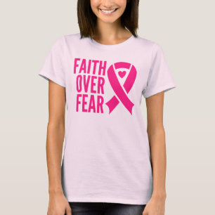 Glaube über Angst rosa Ribbon Brustkrebs Überleben T-Shirt