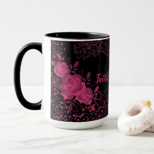 Glaube über Angst, rosa Rosen Tasse