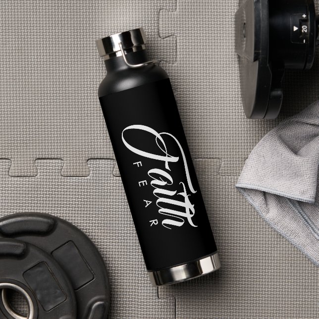 Glaube über Angst schwarz Trinkflasche (Fitnessstudio)