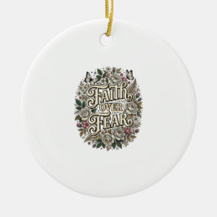 Glaube Über Angst Vintage Floral Schmetterling Keramik Ornament