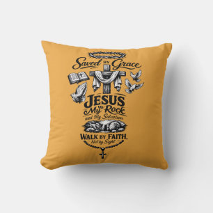 Glaube Überwindet Angst Christliches Vintage-Desig Kissen