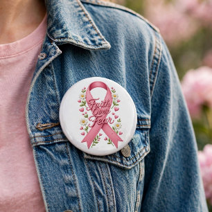 Glaube Überwindet Angst Pinkes Brustkrebs-Bewussts Button