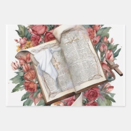Glaube und Bibeldesign für Beileid Geschenkpapier Set
