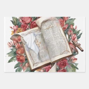 Glaube und Bibeldesign für Beileid Geschenkpapier Set