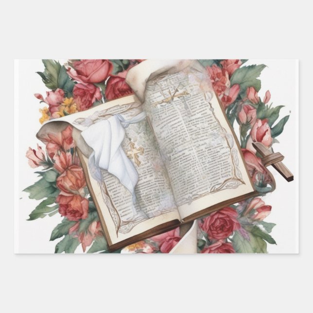 Glaube und Bibeldesign für Beileid Geschenkpapier Set (Vorderseite)