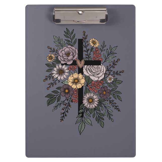 Glaube und Blumen Klemmbrett (Vorderseite)