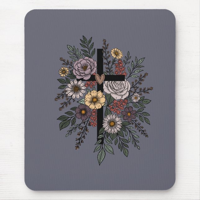 Glaube und Blumen Mousepad (Vorne)