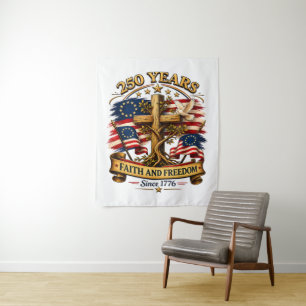 Glaube und Freiheit 250 Jahre Patriotisches Kreuz Wandteppich