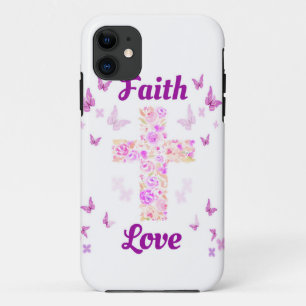 Glaube und Liebe Kreuz der Rose mit rosa Butterfli Case-Mate iPhone Hülle