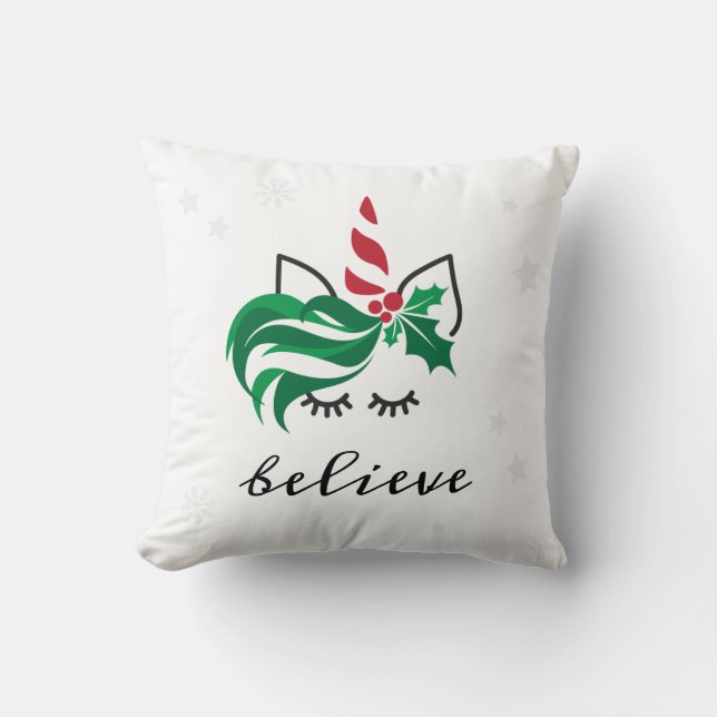 Glaube Weihnachten Einhorn Kissen (Vorderseite)