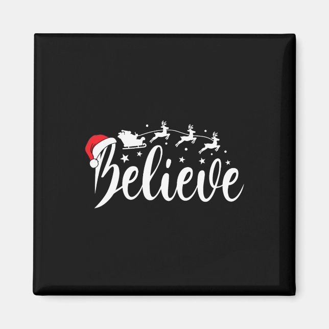 Glaube Weihnachten Pajama Spaß Weihnachtsmänner Mä Magnet (Vorne)