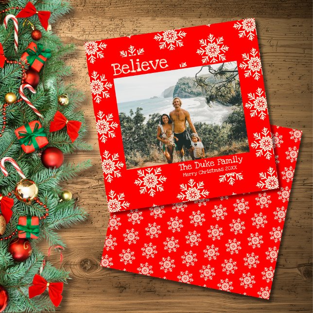 Glaube Weihnachten Rote Schneeflocken Familie Foto (Von Creator hochgeladen)