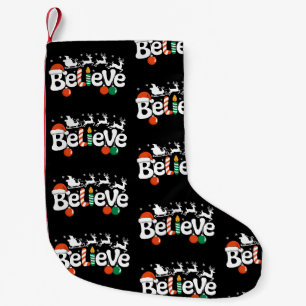 Glaube Weihnachten Santa Sleigh Rentier Candy Cane Kleiner Weihnachtsstrumpf