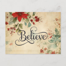 'Glaube' Weihnachten Vintage Poinsettia Bibel Vers