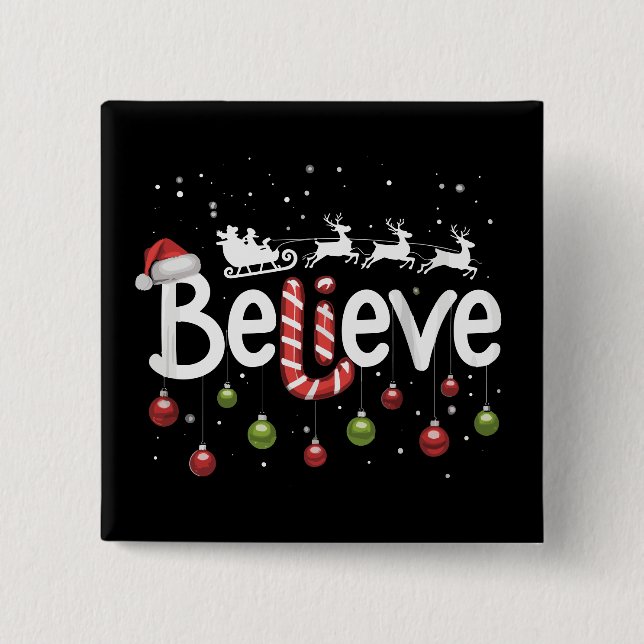 Glaube Weihnachten Weihnachtsmann Reindeer Candy C Button (Vorderseite)