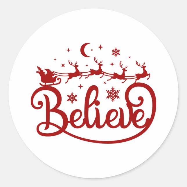 Glaube Weihnachten Weihnachtsmann Rentier Runder Aufkleber (Vorderseite)