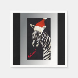 Glaube! Weihnachten Zebra mit Roter Weihnachtsmann Serviette