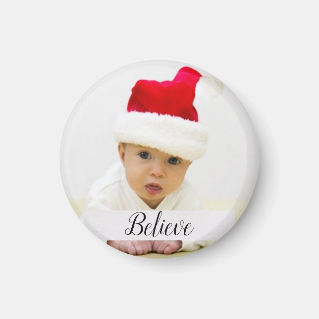 Glaube Weihnachts-Baby-Foto Magnet (Vorne)