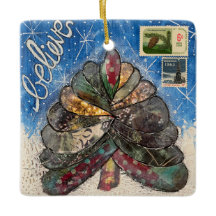 Glaube Weihnachtsbaum und Briefmarke